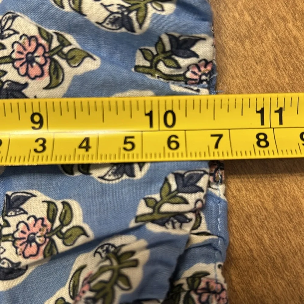 J. Crew 100% Cotton Blue Floral Smocked Bodice Midi Dress Cottagecore Puff
